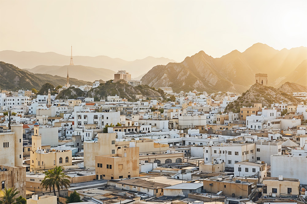 Muscat city at sunset. The capital of Oman.