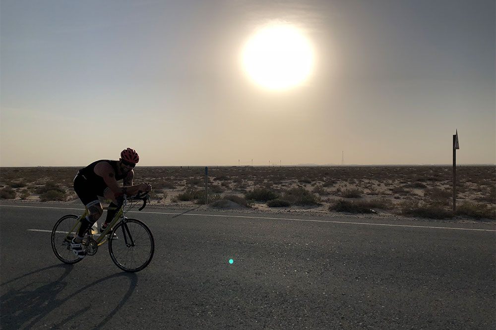 Cyclist cycling at Al qudra cycling track