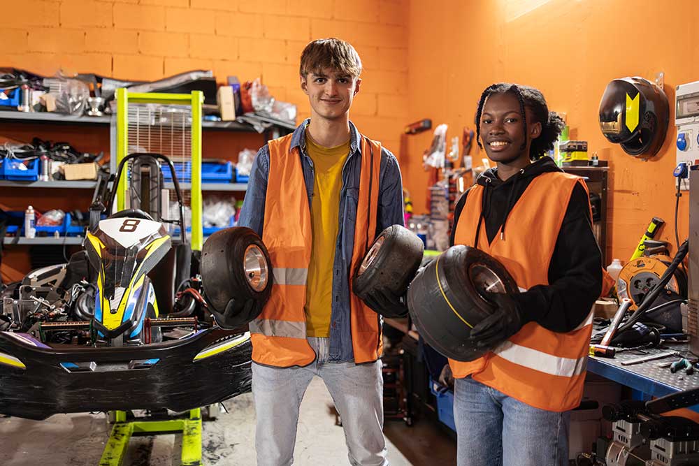 Car garage workers