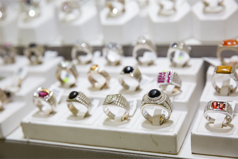 Silver Rings displayed in a shop