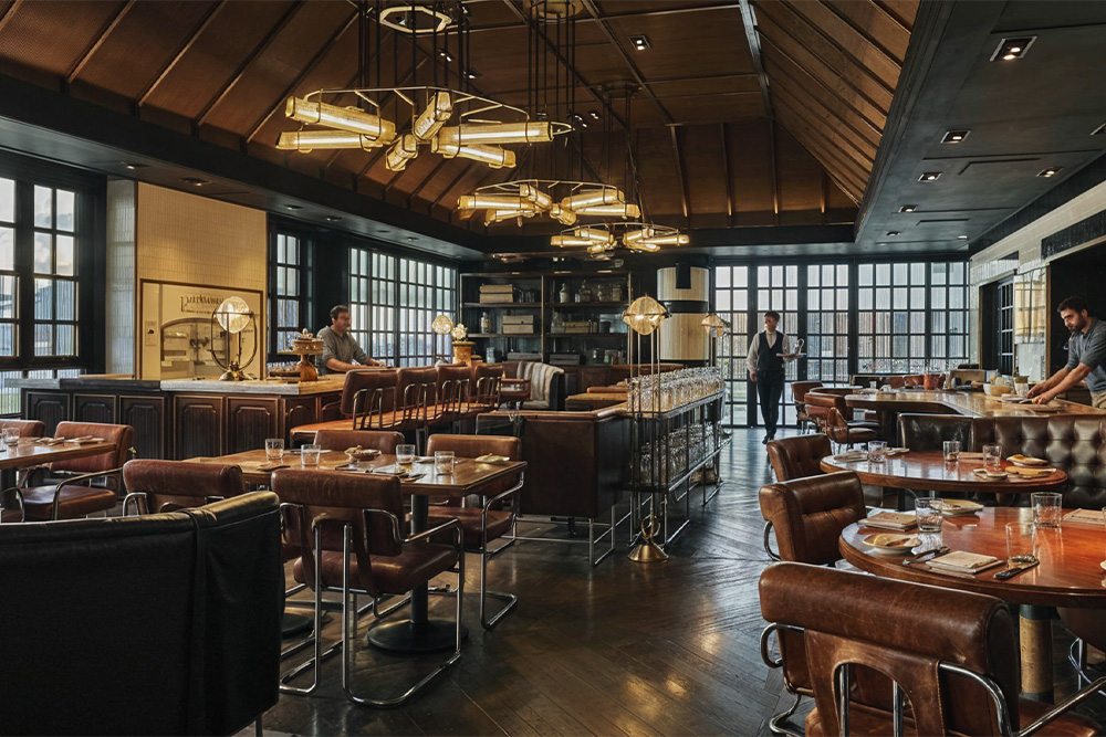 Sophisticated interior of a fine dining restaurant in Abu Dhabi 