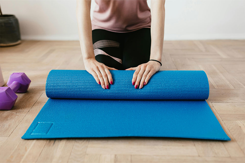 preparing to do yoga at a fitness centre