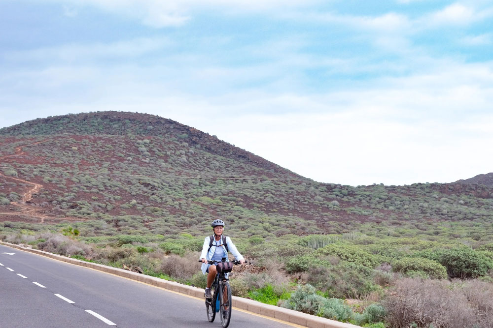 Woman cycling on the track