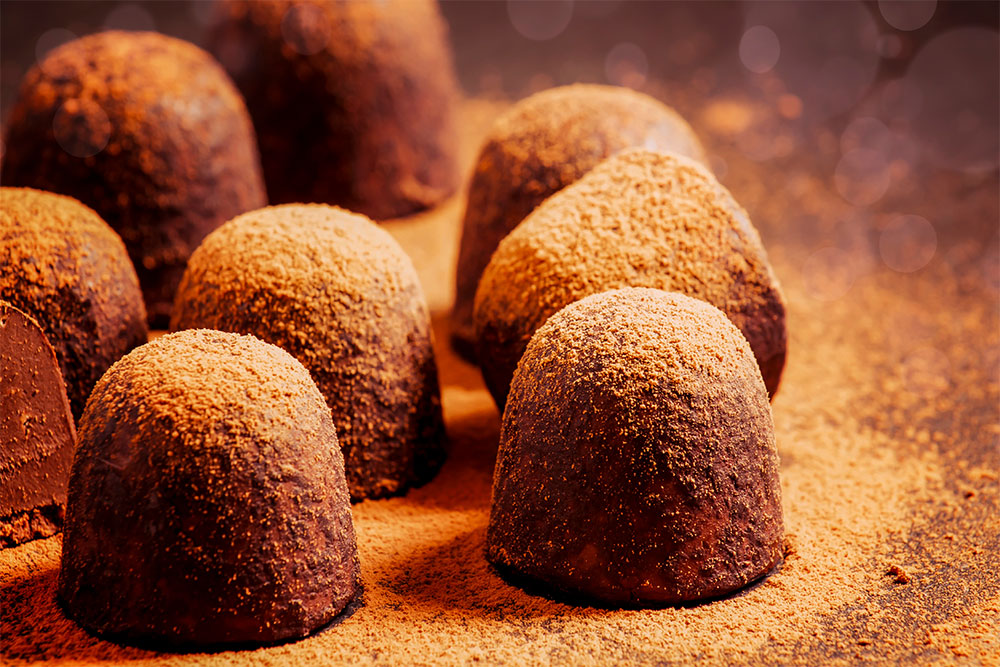 Chocolate truffles covered in cocoa powder