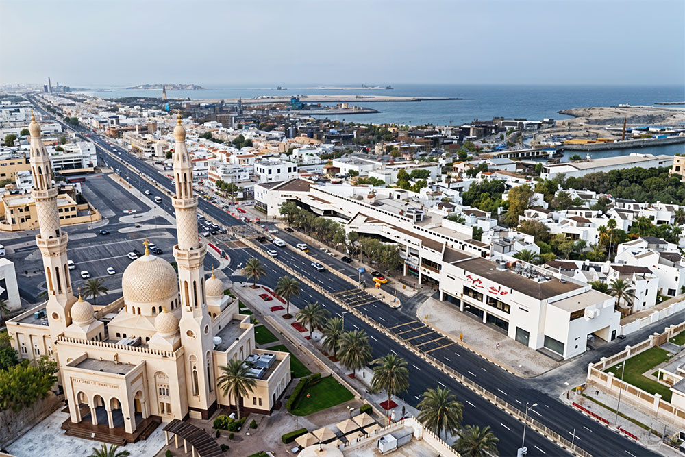 Top view of palm strip mall jumeirah