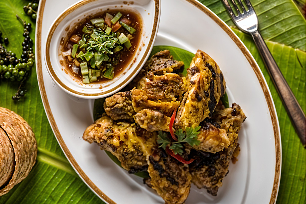 Food served on a Banana Leaf at Sukhothai Restaurant