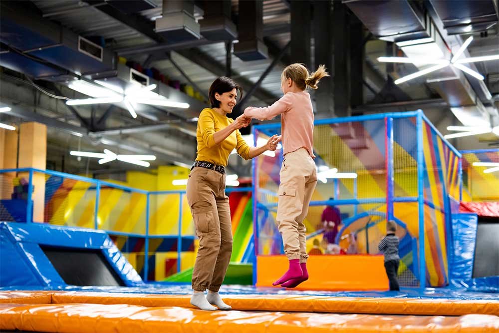 trampoline at an indoor park in Dubai 