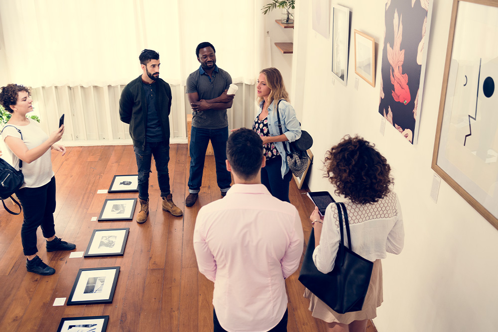 People in an art exhibition