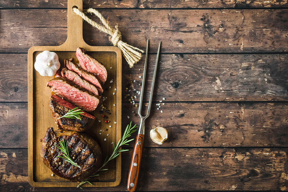 Grilled steak at a fine dining restaurant in Abu Dhabi 