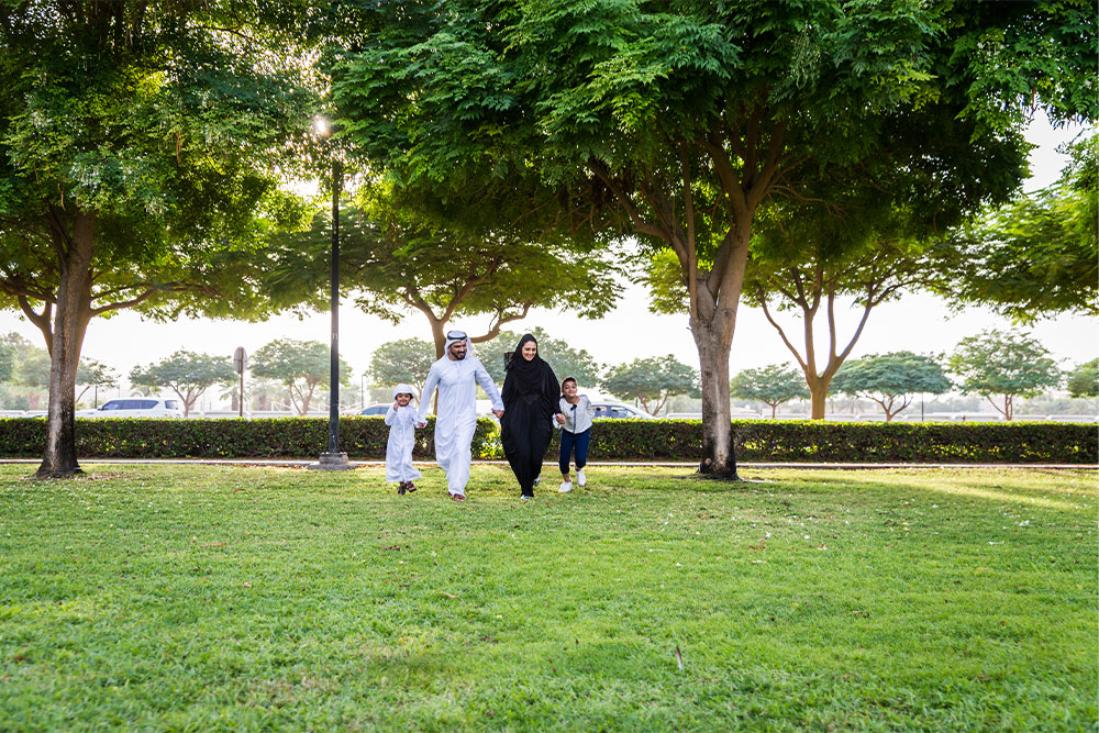 An Arab Family playing in Al Jurf Family Park