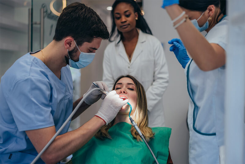 An ongoing surgery in a dental clinic in Sharjah