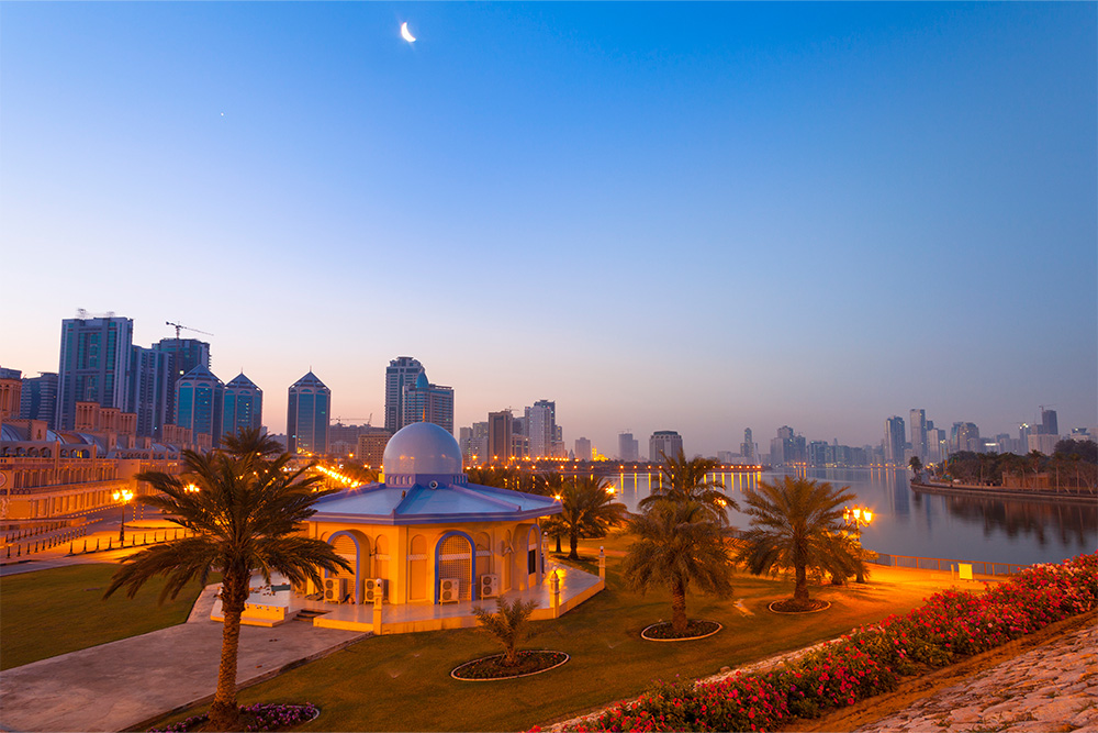 Mosque near a family-friendly community in Sharjah