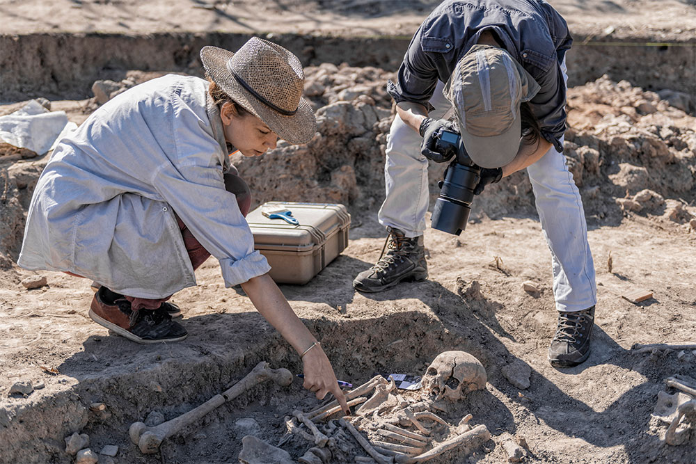 Archaeologists on the site