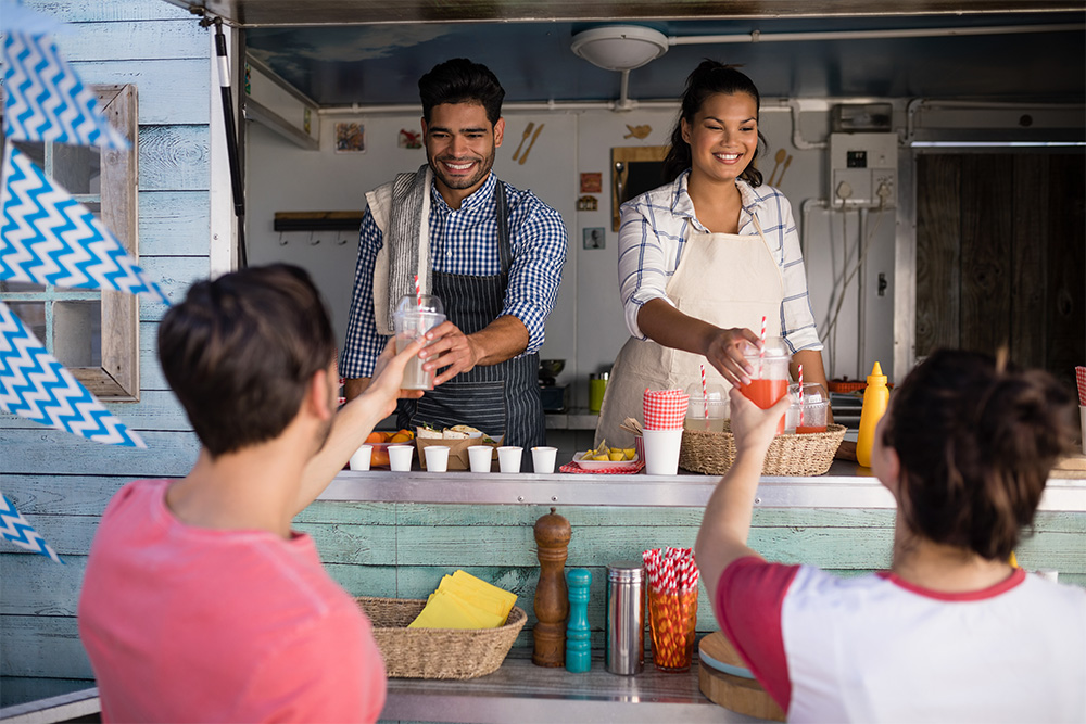 preparing fresh food from a food truck 