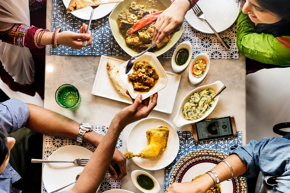 Indian food in a restaurant