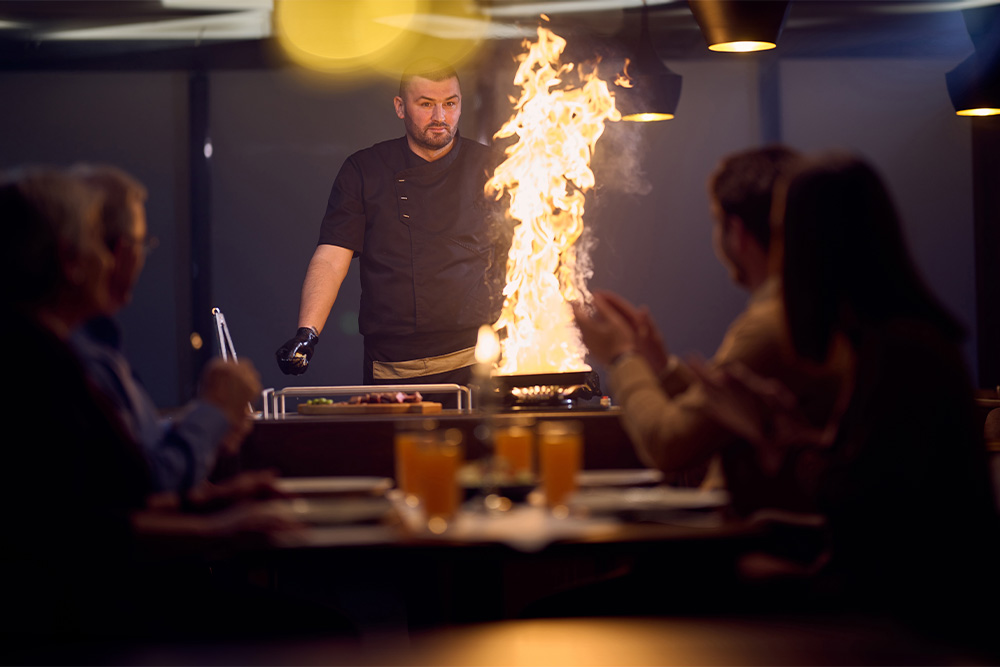 Live cooking station at a Buffet in Dubai 