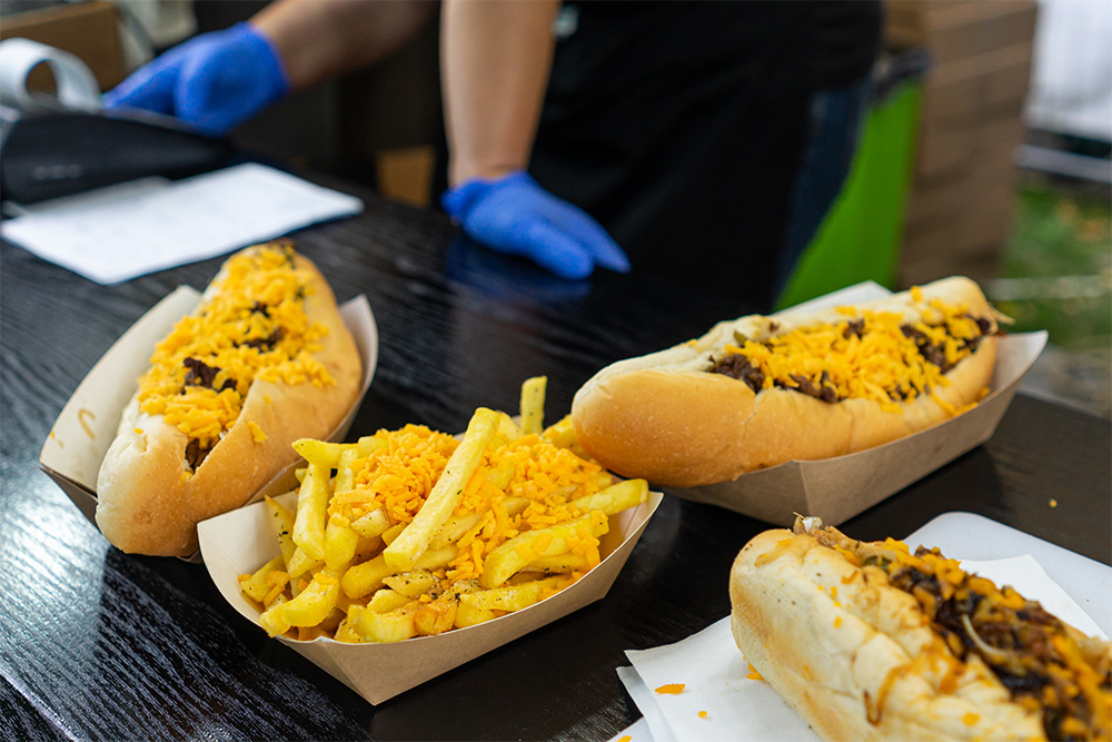 Street food served at a table