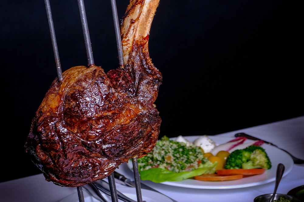 grilled ribeye steak served in American restaurant in Abu Dhabi