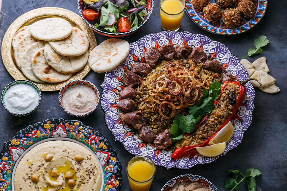 Arabic cuisine served at an Arabic restaurant in Abu Dhabi