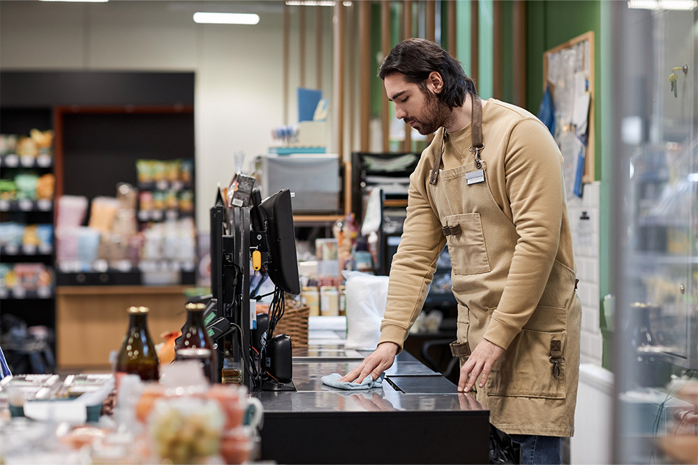 A worker in a supermarket