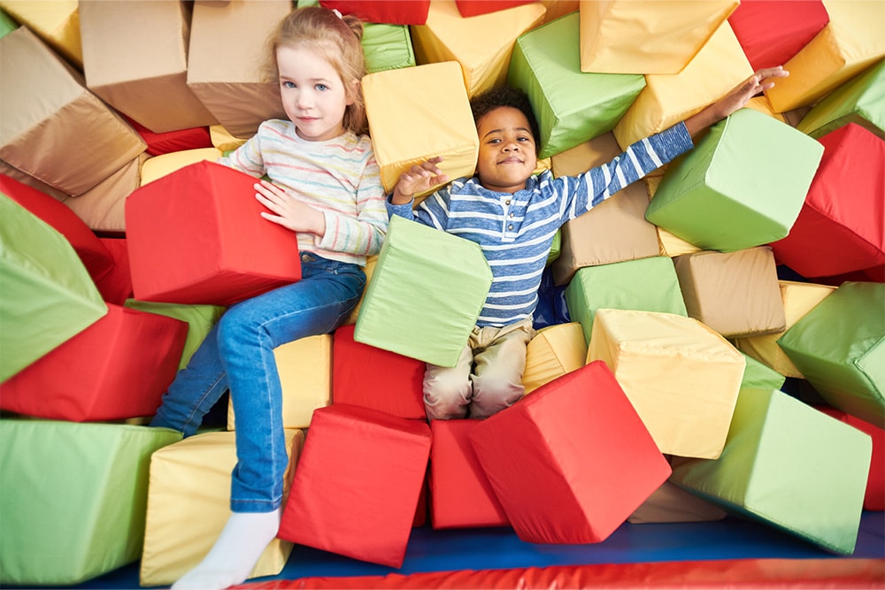 Kids playing in jump boxx