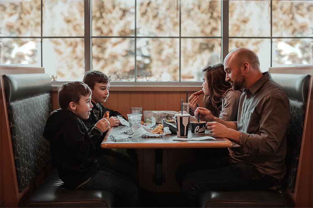 Family having lunch at a restaurant