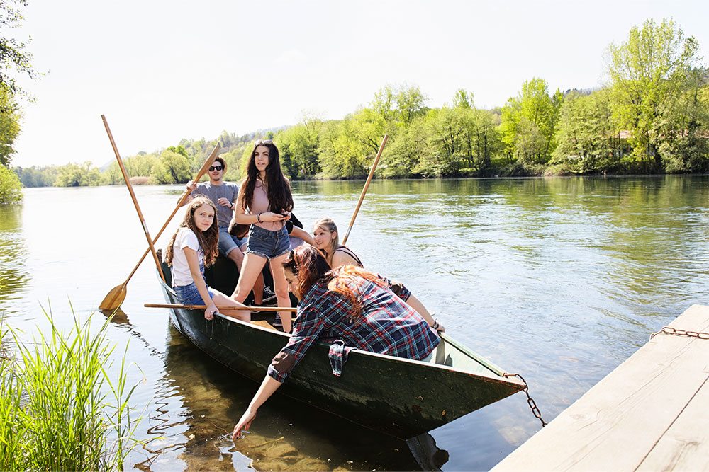 Paddleboarding in a park