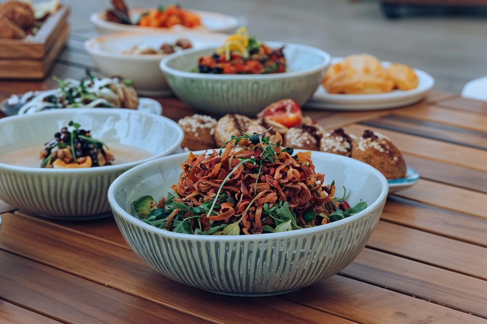 Food served in an outdoor area at Shurfa Bay Restaurant