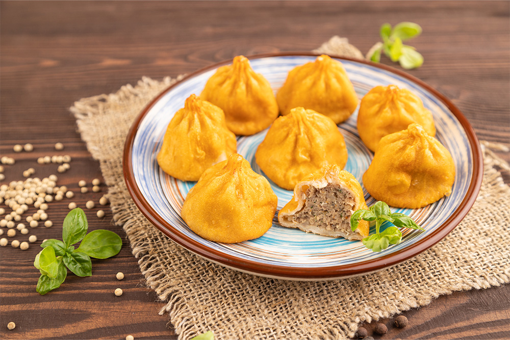 Momos served on a table at an Asian restaurant in Sharjah