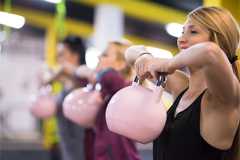 Ladies working out in a gym