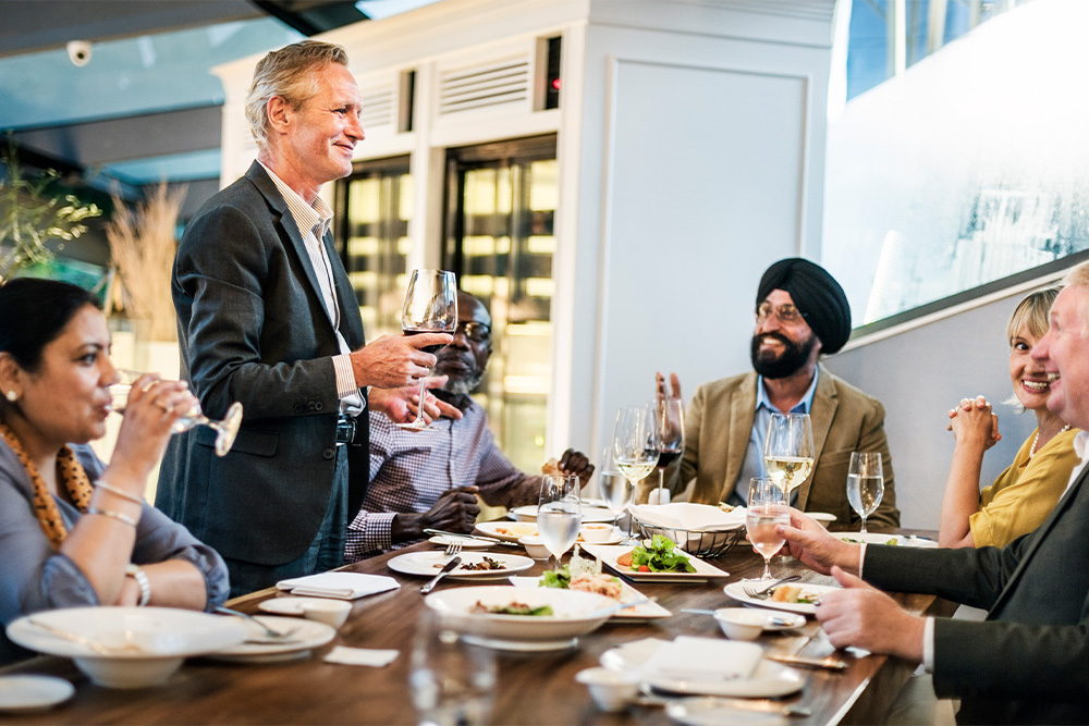 Business lunch at an Indian restaurant