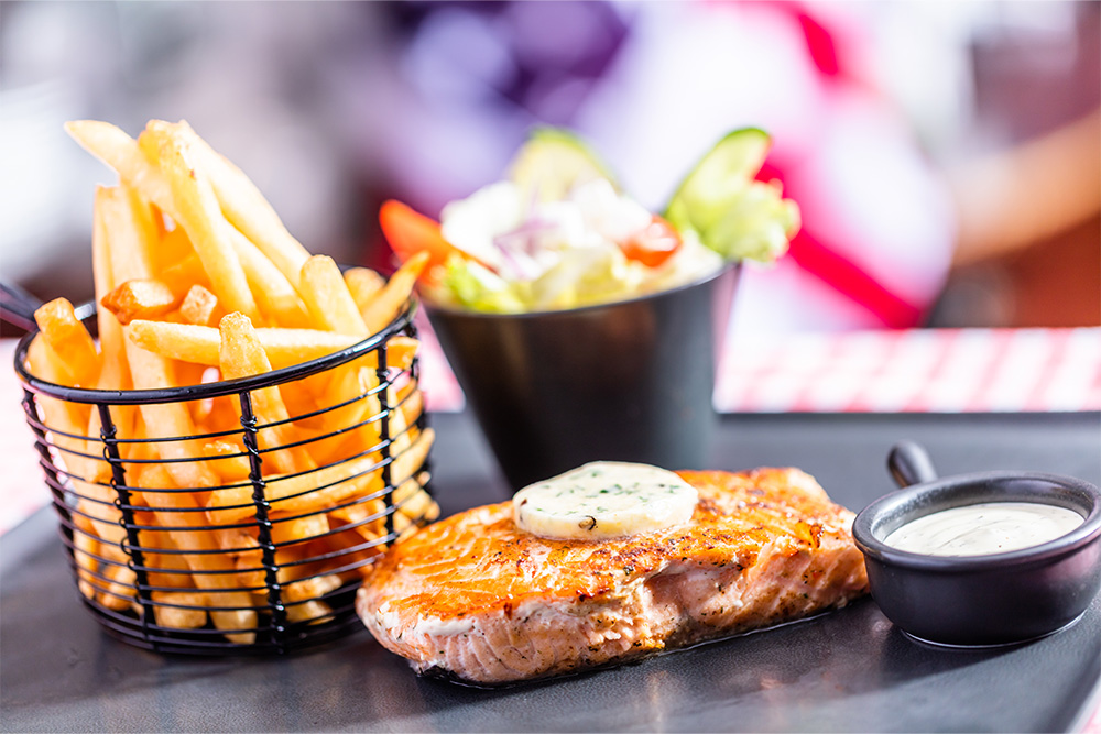 Steak served at an American restaurant in Abu Dhabi