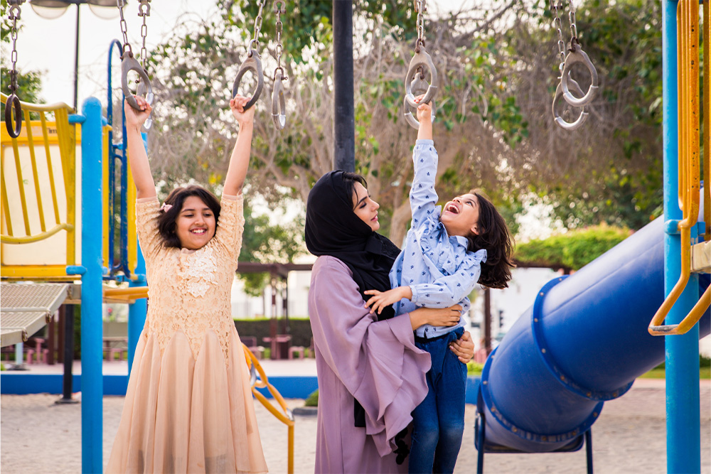 A family enjoying at Al Mahatta Park