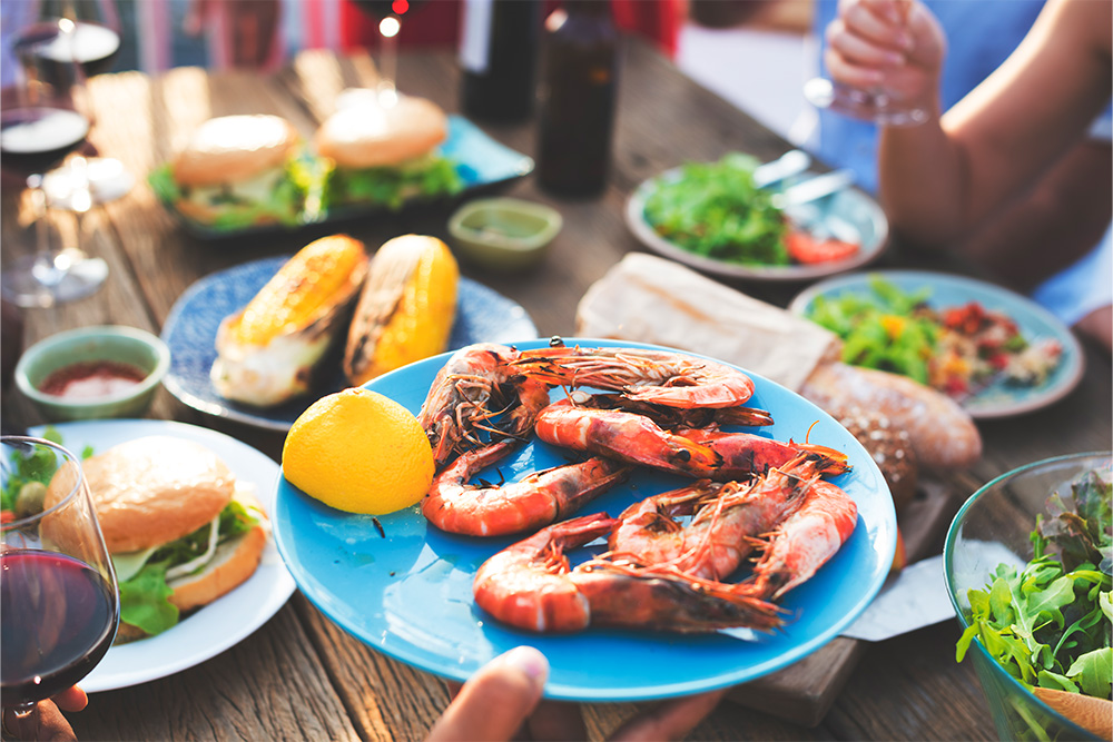 shrimps served on a plate