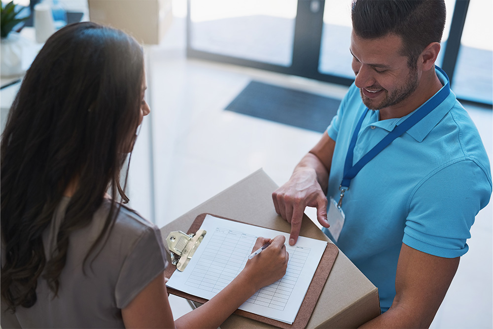 Receiving a parcel through courier service in Dubai