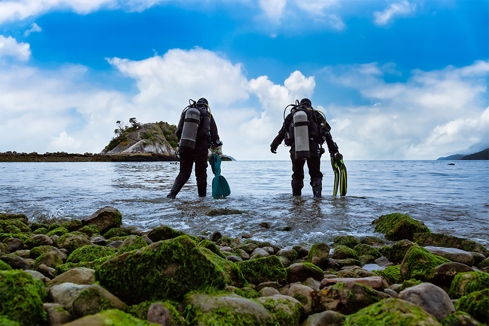 Scuba Diver getting ready to go diving