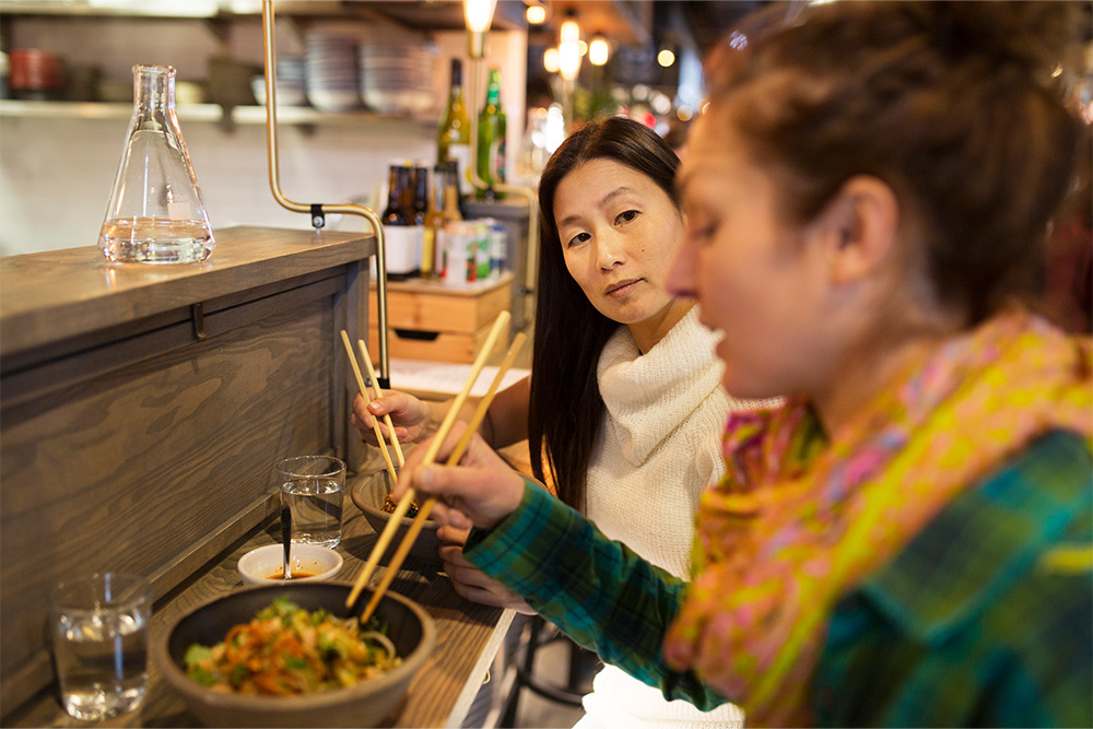 Ladies having lunch in a restaurant 