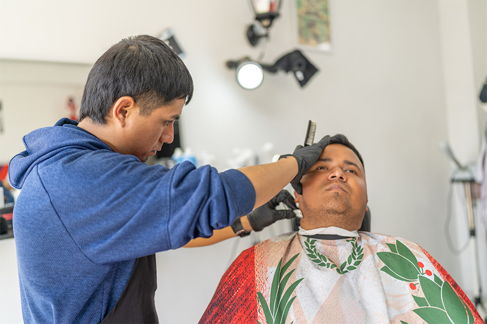 Beard styling at a barber shop