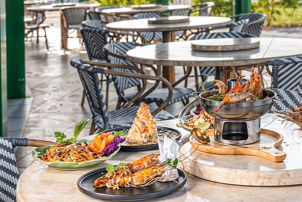 Thai food served on a table at Thai Gate, Asian restaurant Sharjah