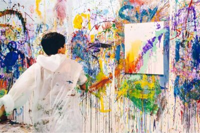 A child enjoying painting at Wild Paint House Dubai