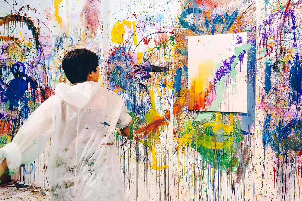 A child enjoying painting at Wild Paint House Dubai