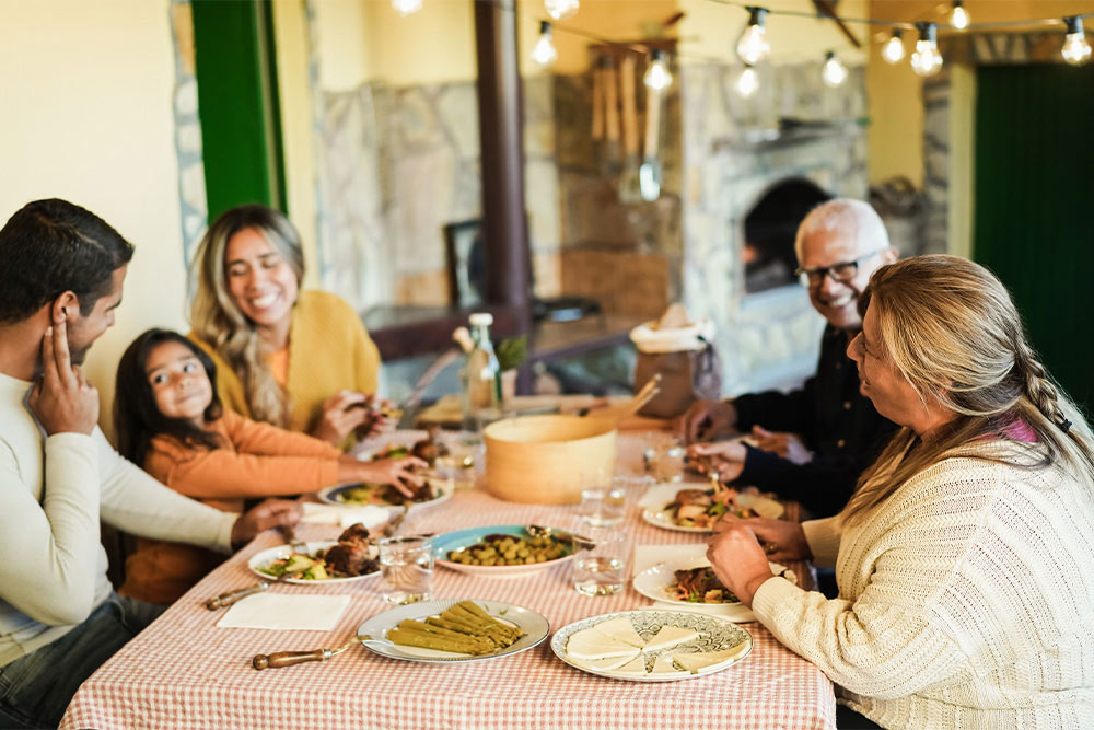 A family dining at Mediterranean restaurant in Abu Dhabi