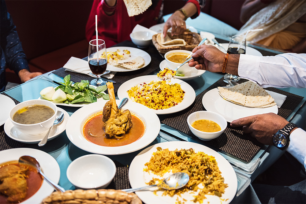 Indian food served on the table