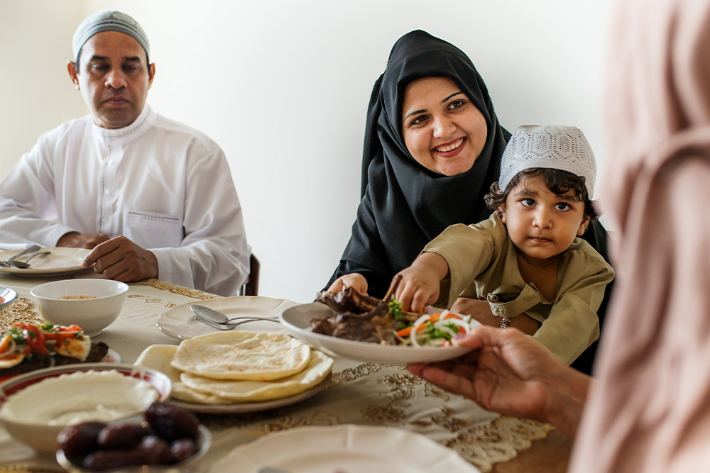 Muslim family having a Ramadan feast