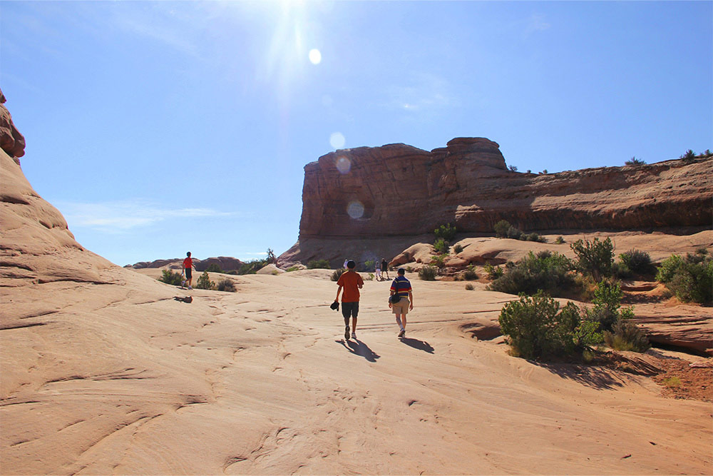 People walking the trails at Al Wathba Fossil Dunes 