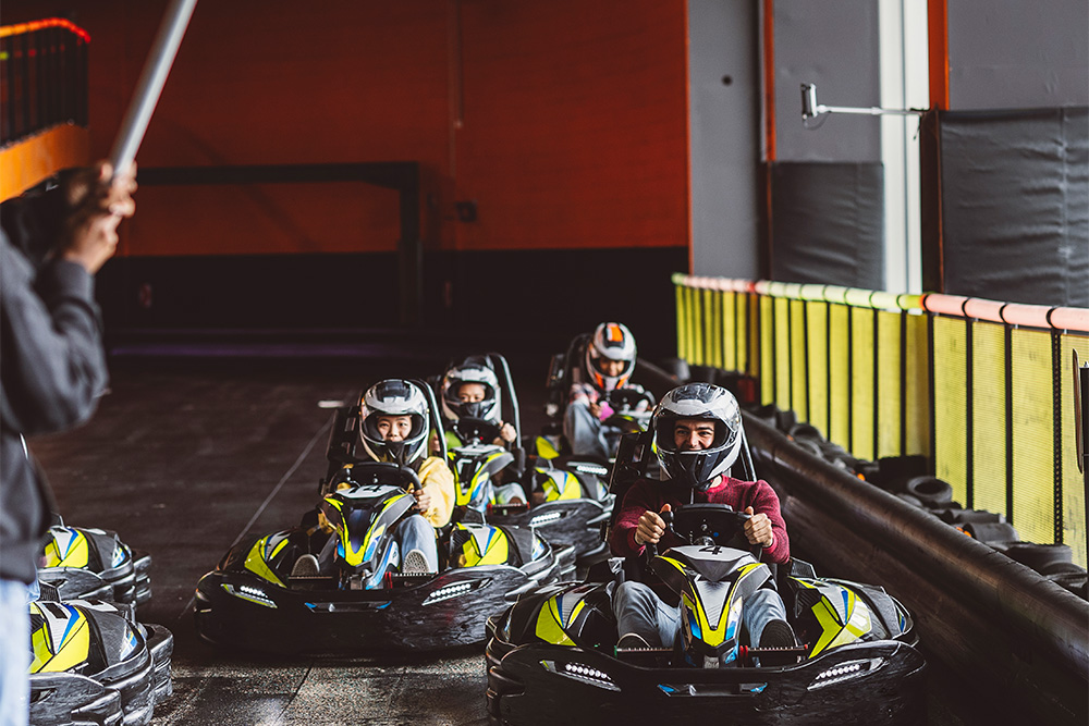 racing for the finishing line at a karting competition