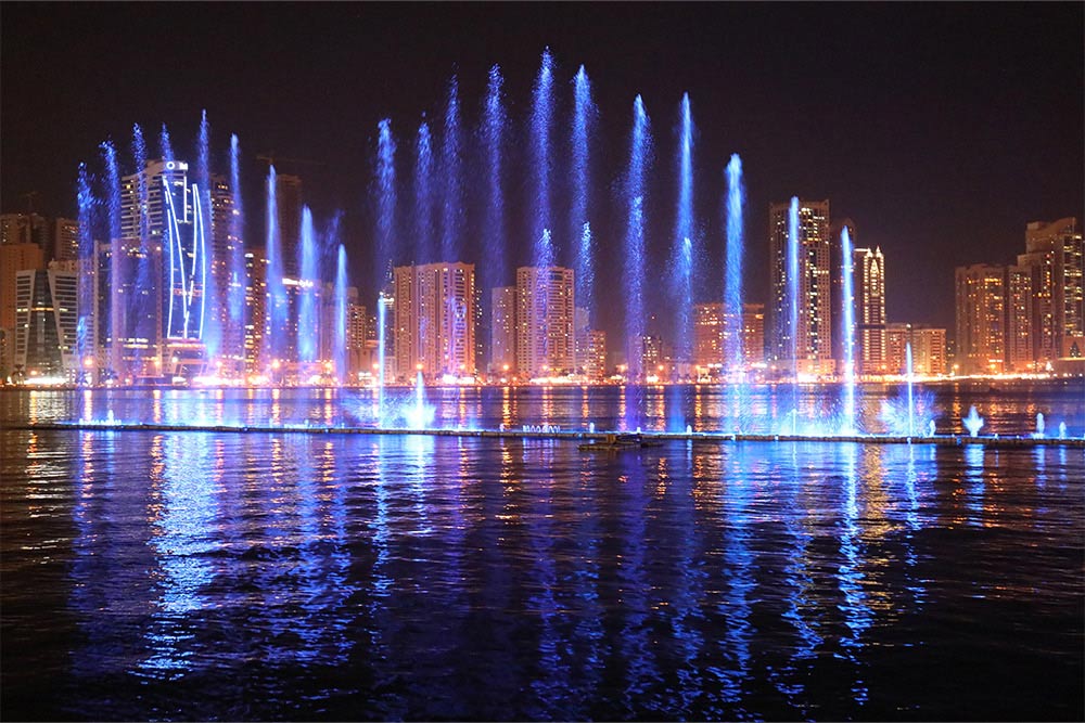 Light show at al majaz waterfront sharjah