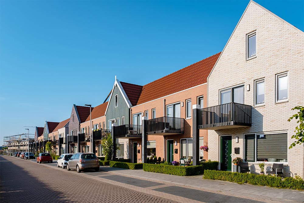 Townhouses in suburban areas