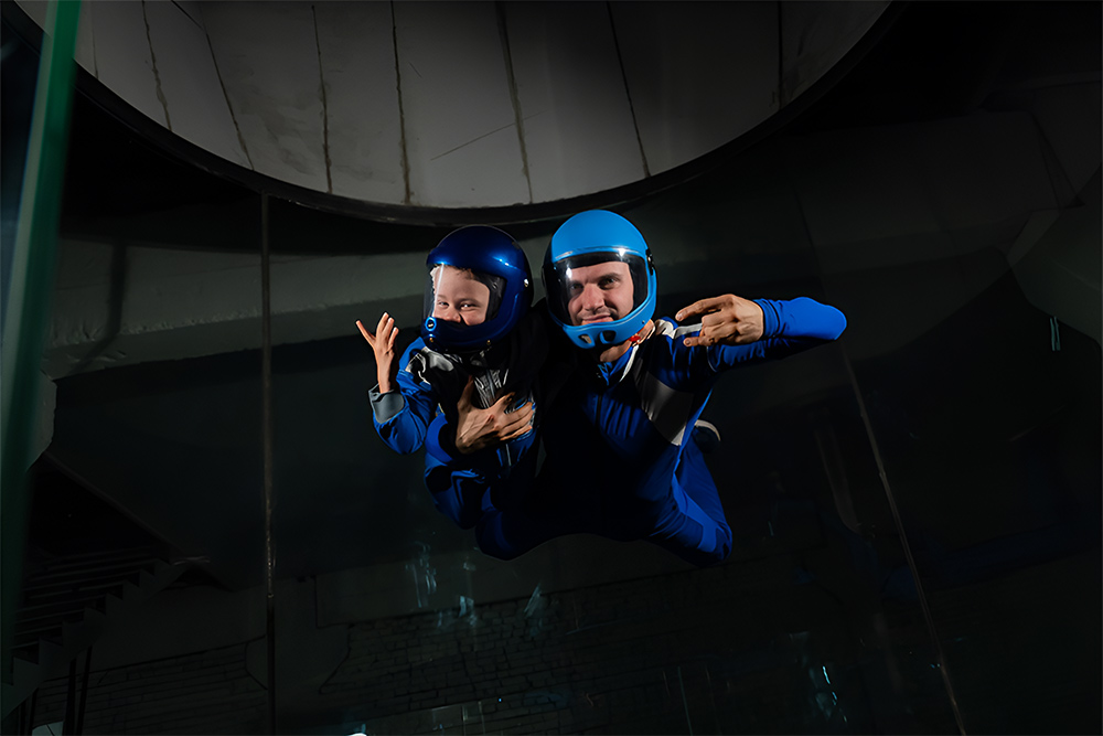 enjoying indoor skydiving at iFLY Dubai