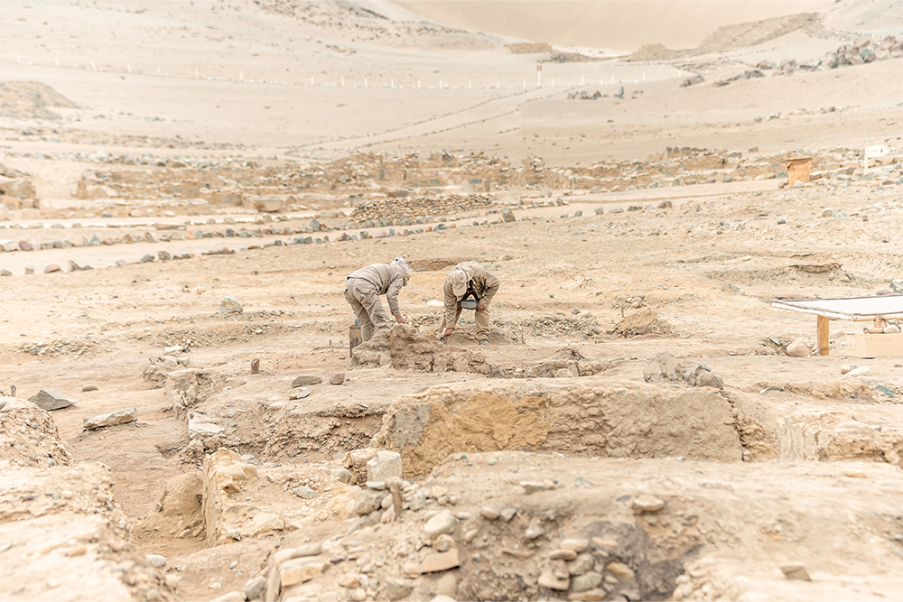 Archaeologists excavating site near the museum